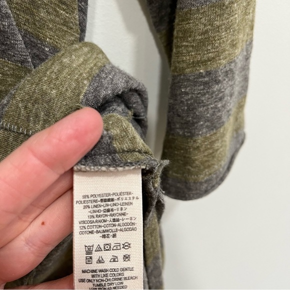 We the Free striped oversized tunic shirt army green gray raw hem size small - Picture 9 of 9